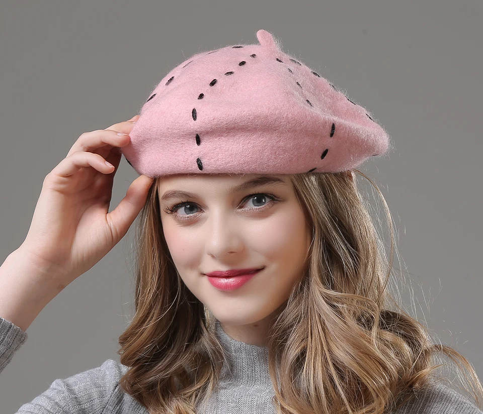 Womens Beret Wool Hat High Quality 2018 New Hat Berets For Girls Casual Warm Women Winter Hats Beanies (9)