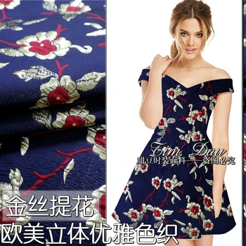 

Elegant jacquard brocade fabric dress jacket three-dimensional jacquard fabric fashion gold wire jacquard fabric cloth