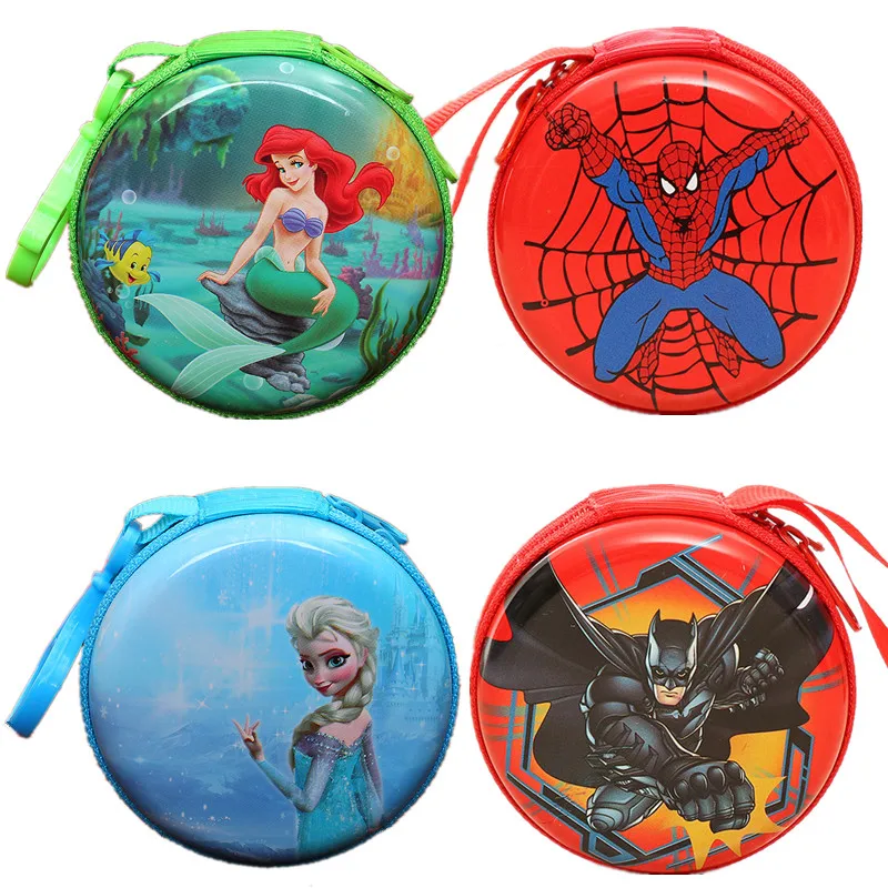 Брелок для ключей с изображением Супермена, принцессы русалки, Эльзы, Белоснежки, жесть, кошелек для монет, Бэтмена, Человека-паука, детский мини-чехол, сумка для наушников