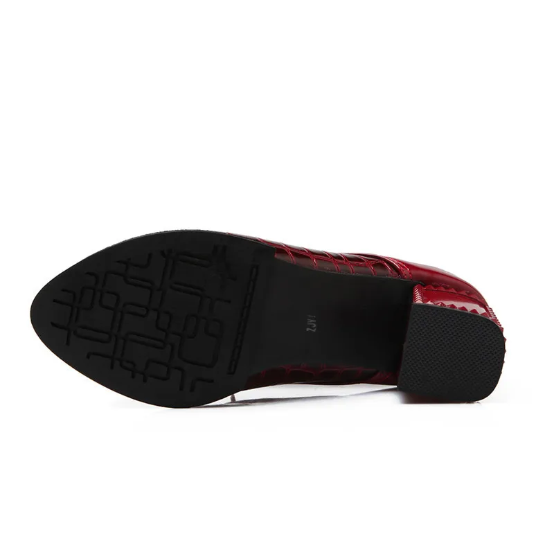 Talons Parti Automne Noir rouge Carré Nouveau Femme Blanc Travail Arrivé Dames Pour Hiver Femmes blanc 2019 Haute Zjvi Noir Brevet Chaussures Pu Pompes OqIT1T