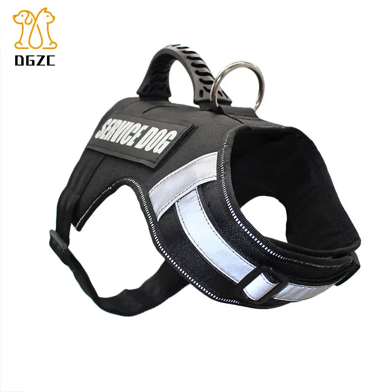 

Reflective Large Service Dog Harness With Hook and Loop Straps Nylon Handle Adjustable Dog Harness Comfortable Mesh Design
