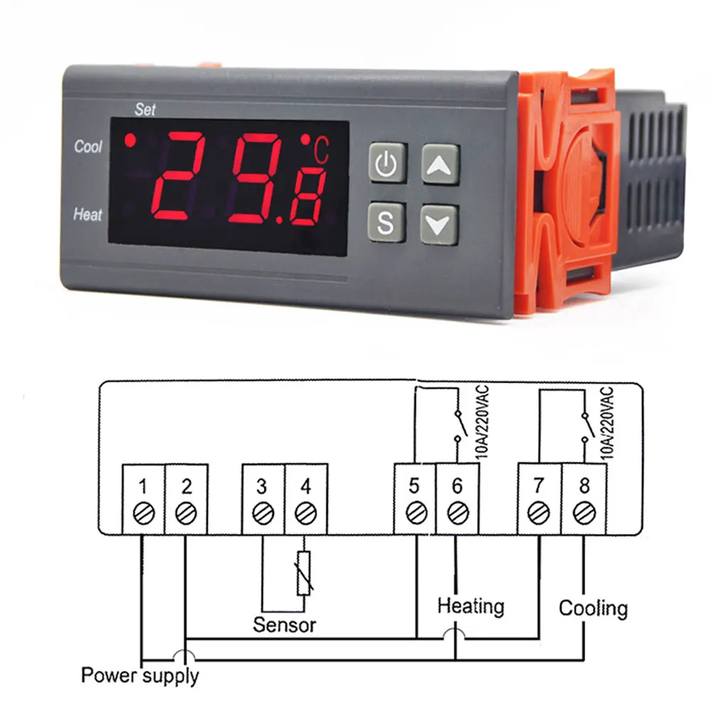 12/24/220V Цифровой Температура контроллер терморегулятор Термостат нагрева охлаждающей воды для аквариумы, теплица, аквакультура