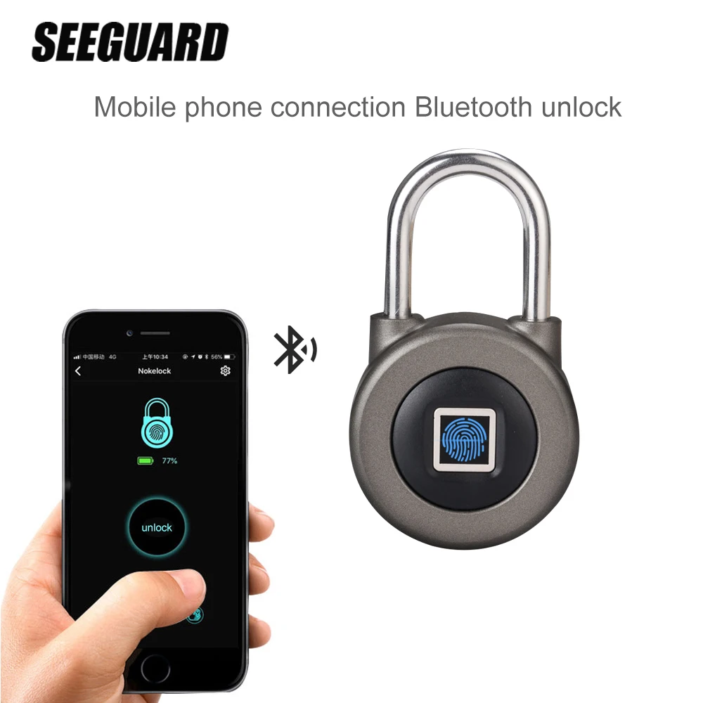 SEEGUARD Smart считыватель отпечатков пальцев замок без ключа USB Перезаряжаемые доступа IP65 Водонепроницаемый Противоугонный замок безопасности двери Чемодан чехол