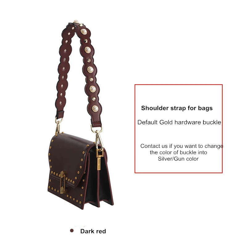 Модная сумка на ремне с широким плечевым ремнем для сумок Женские ремешки для сумок волнистые бусины форма сумка Замена бандулайер pour sac - Цвет: Dark red strap