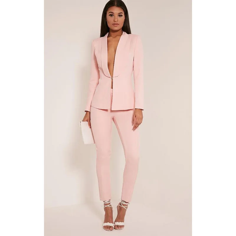 Куртка+ брюки новые светло-розовые Модные женские деловые женские костюмы элегантные строгие брюки костюмы для свадьбы женские брюки костюм