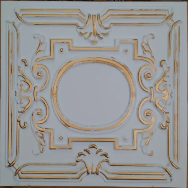 Pl15 Faux Tin Ceiling Tiles White Gold Color Restaurant Cafe Club Pl15 Faux Tin Ceiling Tiles White Gold Color Restaurant Cafe Club Pub Decorative Wall 10tiles Lot
