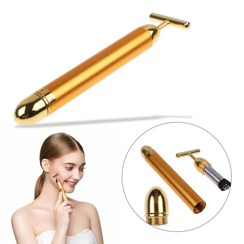 Sanheshun New T Shaped Vibration Massage Therapy 24k Gold Beauty Bar
