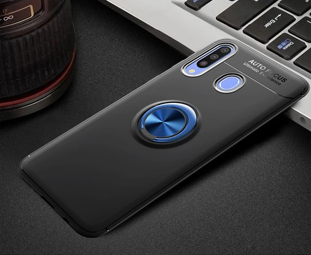 Роскошный ударопрочный чехол для телефона huawei honor nova 5T Чехол-держатель Матовый силиконовый чехол с магнитным кольцом для honor nova 5t 5T Coque - Цвет: blue black