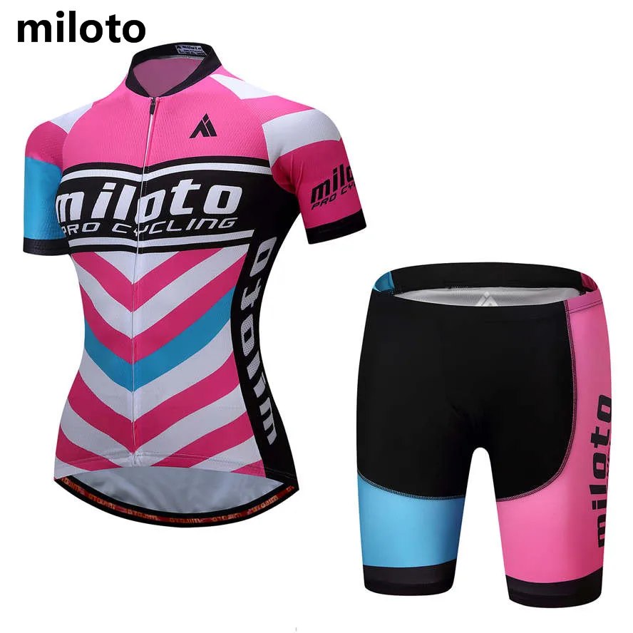 Ropa Ciclismo Short Sleeve Womens Cycling Clothing Pink and White