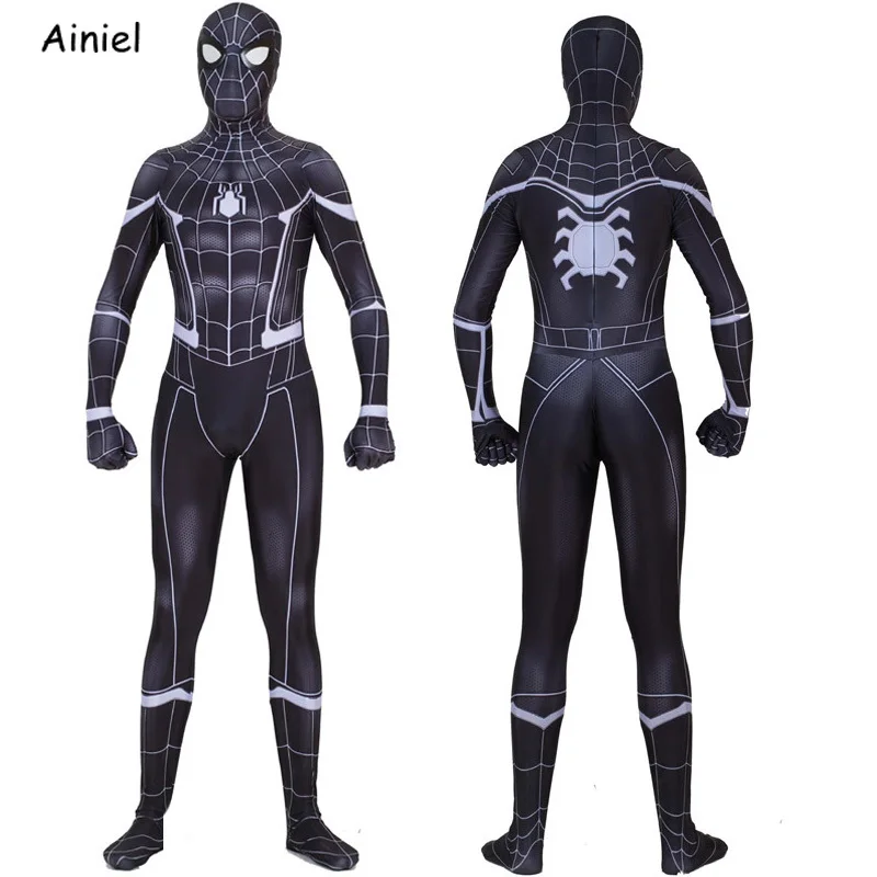 

Movie Spider-Man:Homecoming Cosplay Costume Mask Suit Black SpiderMan Superhero Zentai Bodysuit Halloween Costume Men Adult Kids