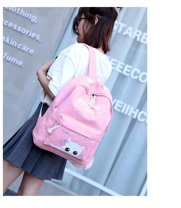 2019 Лидер продаж Для женщин холст 4 шт./компл. школьные рюкзаки для колледжа школьная сумка для подростка девочка и рюкзак для мальчиков Moclila
