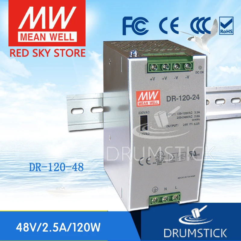 

MEAN WELL DR-120-48 48V 2.5A meanwell DR-120 120W Single Output Industrial DIN Rail Power Supply