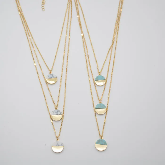JShine многослойное ожерелье на цепочке с синим белым мраморным камнем длинное ожерелье с подвесками в богемном этническом стиле массивное Женское Ожерелье