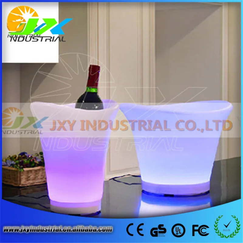

5L Volume plastic roundness led bucket color changing,5L bars nightclubs colorful LED light up ice bucket Champagne beer bucket