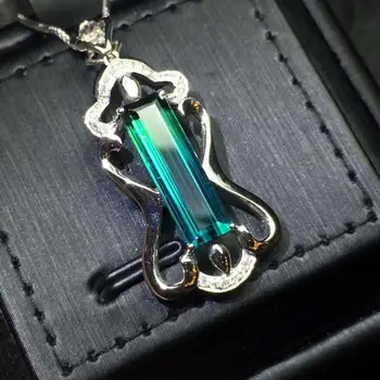 

Fine Jewelry Real 18 K White Gold 100% Natural Blue Tourmaline 4.6ct Female Diamonds Gemstone Diamond Women's Pendants Necklaces