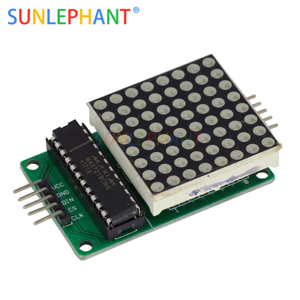 spesifikasi MAX7219 Dot Matrix LED Modul MCU Tampilan LED Modul Kontrol 5 V Modul Antarmuka 8X8 Output Input Umum katoda