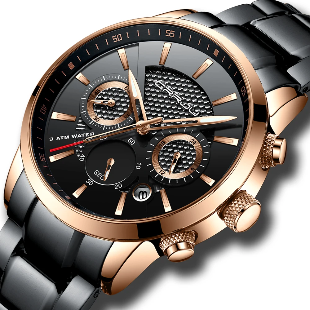 Buy Chronograph mens watches top brand luxury Black