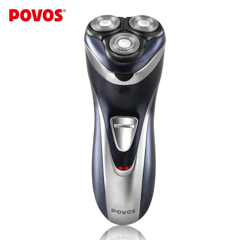 

POVOS Blue and Silver Full Washable Rechargeable Men's Triple Blade Electric Shaver Razor 3D Pop-up Trimmer PW937