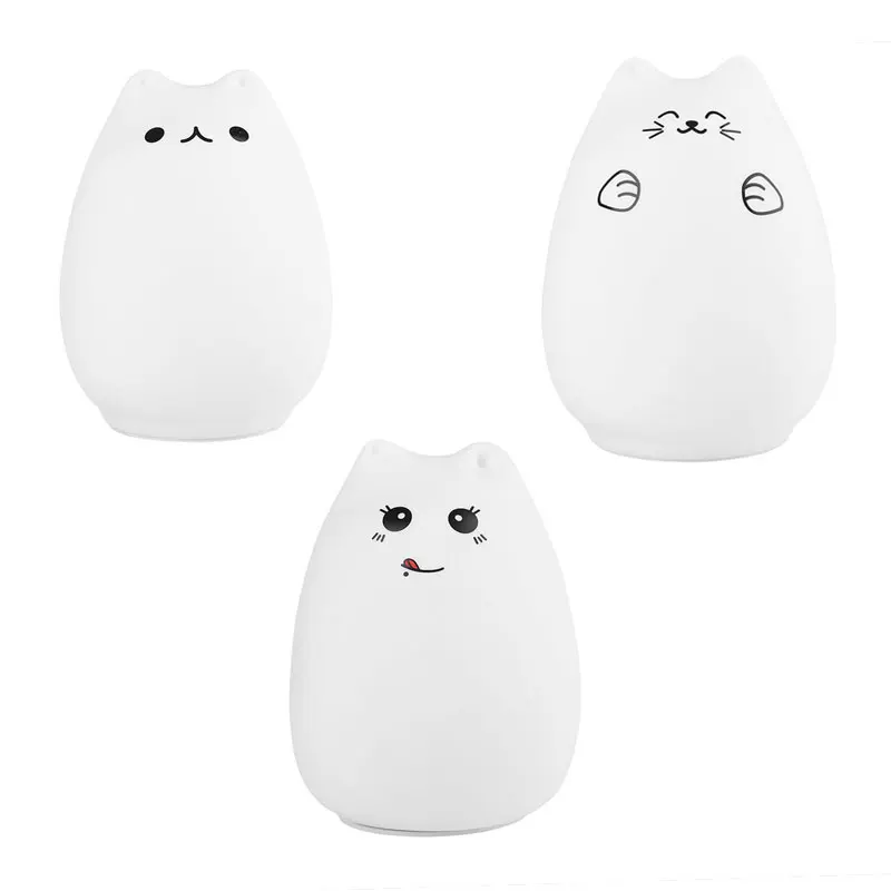 LED кошка ночник 2 режима USB Перезаряжаемые силиконовые Luminaria touch Сенсор постели