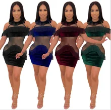 2019 New Women Tassel Dress Elegant Club Party Dress Sexy mesh velvet patchwork Fringe Embellished Mini Dress 2019 New Women Tassel Dress Elegant Club Party Dress Sexy mesh velvet patchwork Fringe Embellished Mini Dress