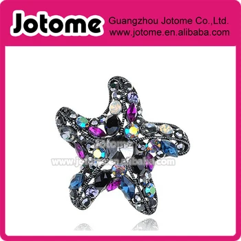

2 inch Dazzling Large Shiny Silver Tone Colorful Starfish Star Crystal Rhinestone brooch