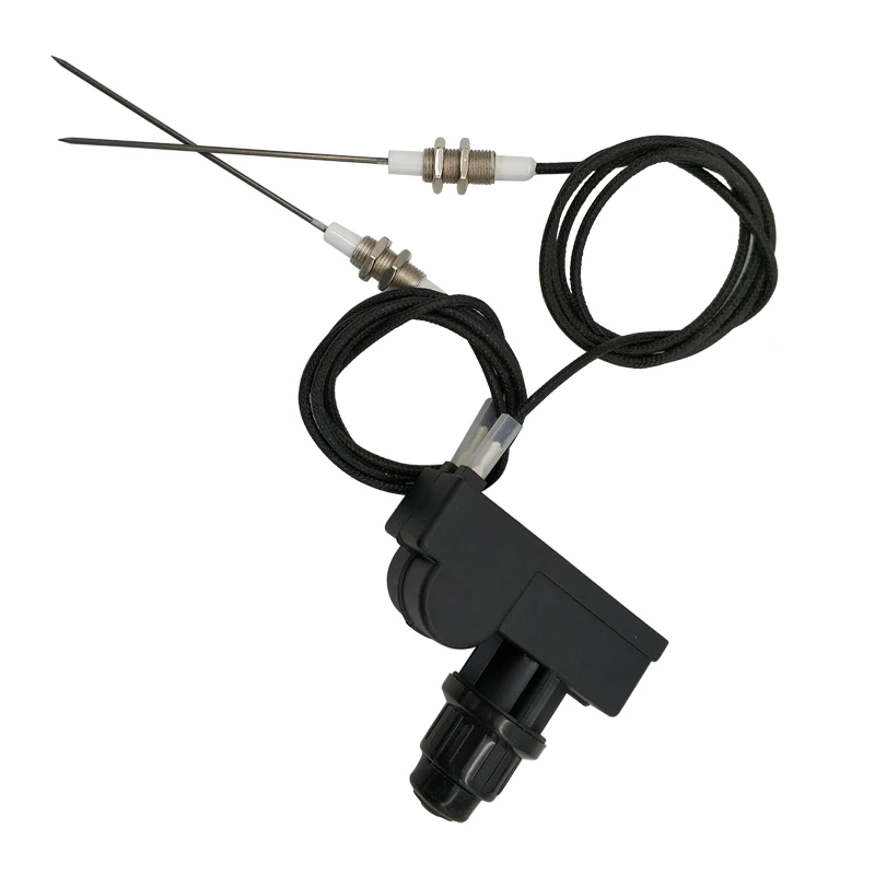 

AA battery igniter with two exits for gas BBQ grill or fire pit heaters with two universal ignition electrode
