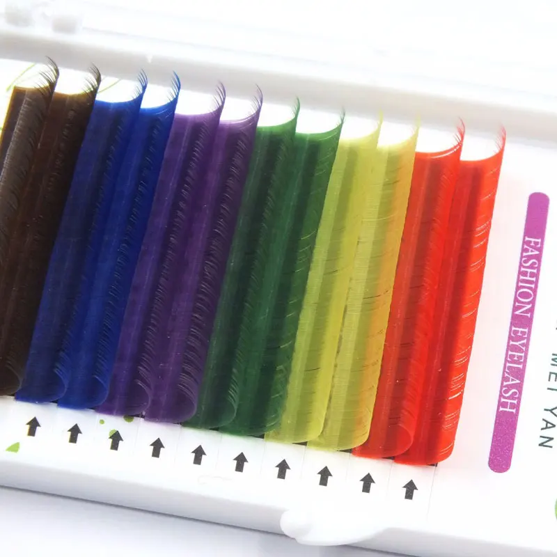 12 рядов смешанных цветов радуги наращивание ресниц 0,1 мм C/D завиток высокое качество цветные ресницы инструменты для макияжа