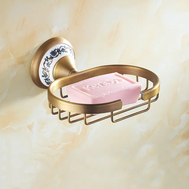 Accesorios de baño Base de porcelana de cobre cepillado antiguo estante