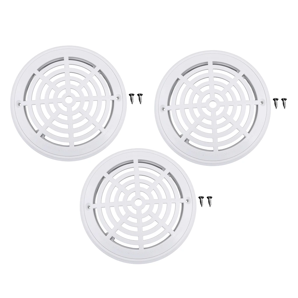 3 Pack 8inch Durable Dual Replacement Cover Main Bottom Drain for Swimming Pool In Ground & Above Ground Accessory with Screws