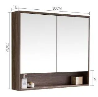 The bathroom mirror cabinet. Hang wall. Type shelf hanging the bathroom lens case.