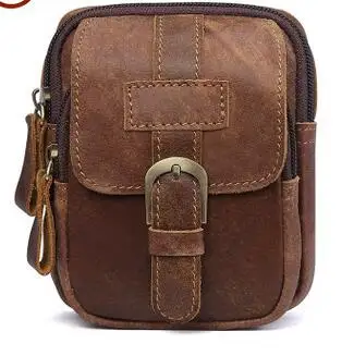 

New men's waist bag Retro casual leather men's bag First layer leather multi-function mobile phone bag