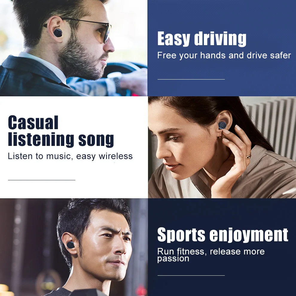 TOMKAS Wireless Headphones Tws Bluetooth Earphones True Stereo Earbuds Sport Headset with 2000mAh Power Bank for iPhone Xiaomi (10)