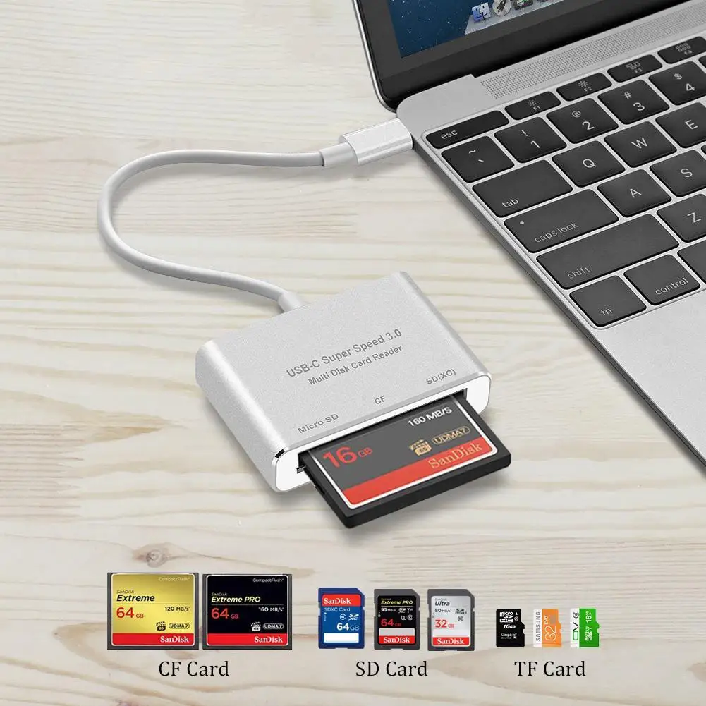 3 в 1 usb type C к CF SD TF камера внешний мультикардридер для Macbook Pro Air телефон OTG USB-C устройств