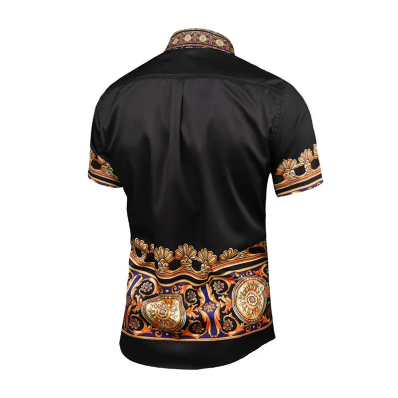 2019 New Mens Hawaiian Short Sleeved Shirts Summer Men Printed Camisa Lion Shirts Button Off Slim 3