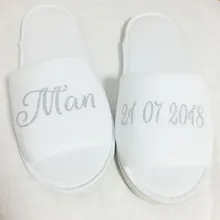 ; 5 пар в партии; блестящие тапочки для жениха и невесты с логотипом на заказ; индивидуальные подарки для подружки невесты; свадебные