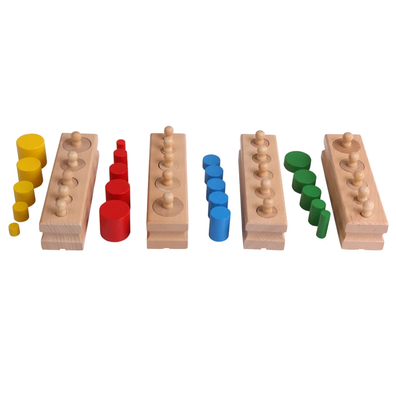Wooden Montessori Education Cylinder Sockets Block Toys Baby Development Practice & Sensory Set Family Toys