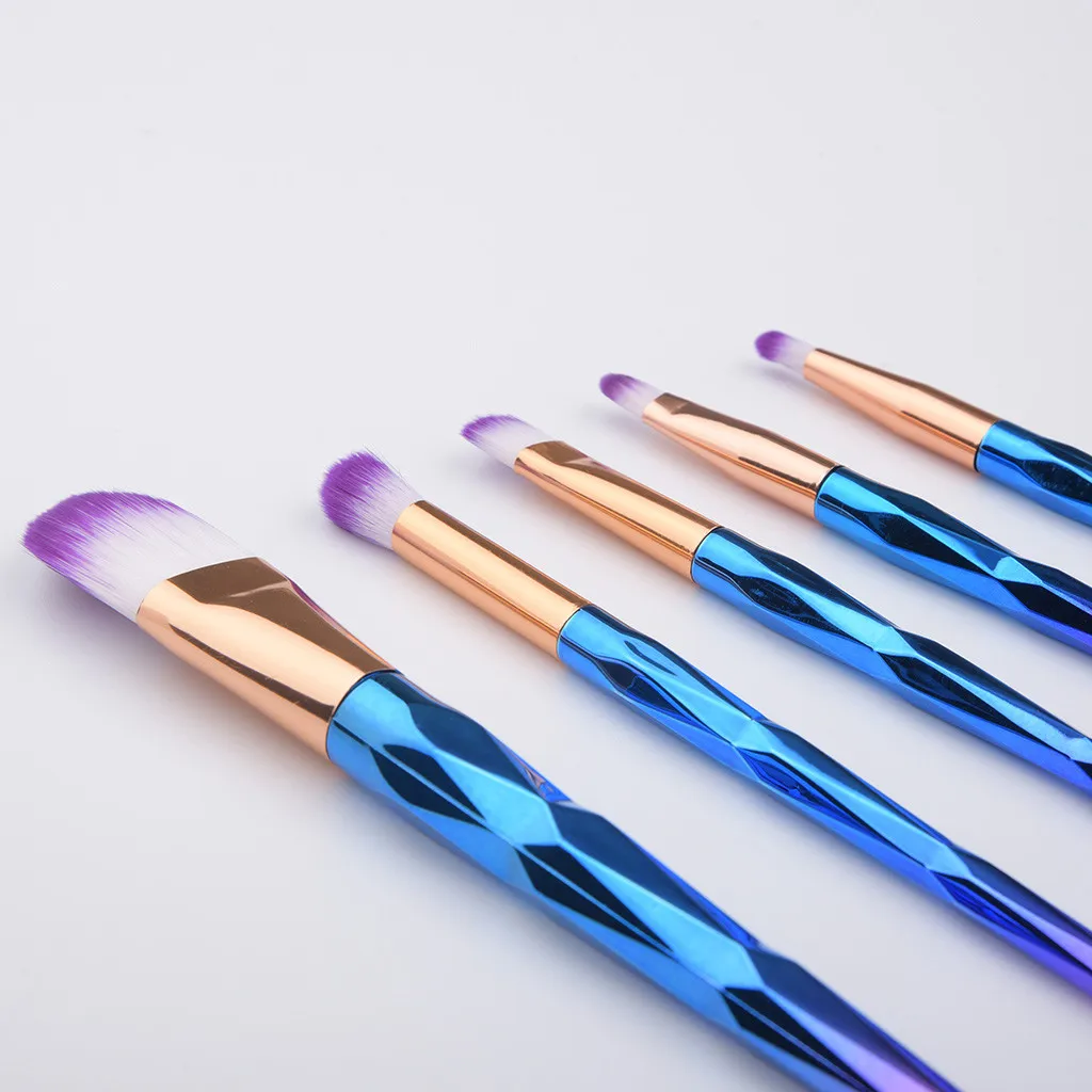 5Pcs Makeup Brush Set Concealer Eyeshadow Fine Hair Blue Diamond Handle Make Up Brushes Pincel Maquiagem Portable Eye Brush Set