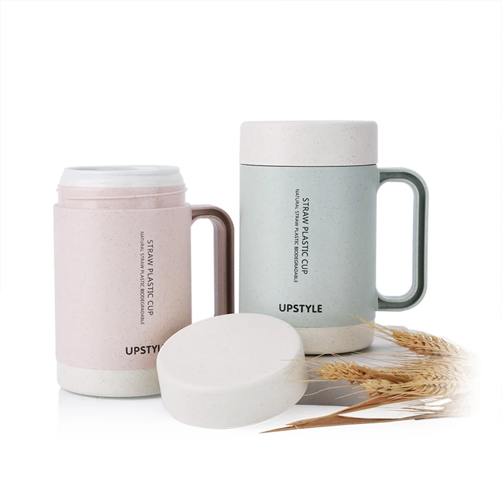 UPSTYLE Ceramic Cup Wheat Straw Plastic Appearance Porcelain Cups Coffee Cups Sports Travel