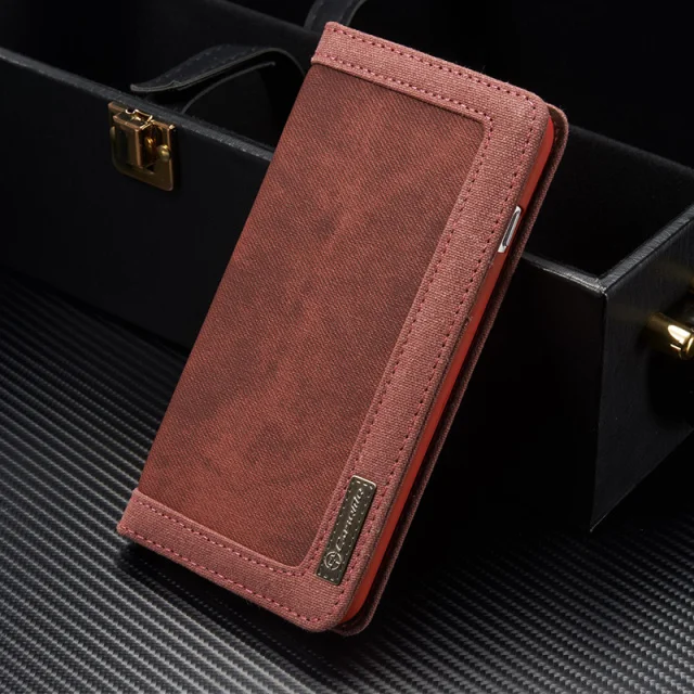 Кожаный чехол из холщовой ткани для iPhone 7, 8, 6, 6s Plus, 5S, SE, магнитный откидной Чехол-бумажник для samsung Galaxy S9, S8/Plus, S7, S6 Edge, чехол - Цвет: Красный