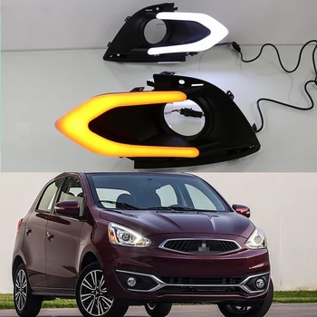 

2 Pieces For Mitsubishi Mirage 2016 2017 LED DRL Daytime driving Running Lights Daylight yellow turn signal Lamp white
