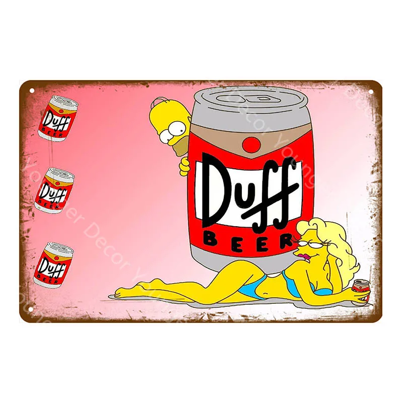 Duff пивная табличка, винтажная металлическая жестяная вывеска, домашний бар, паб, декоративные металлические тарелки, наклейки на стену, пивной плакат YH016 - Цвет: YD10091H