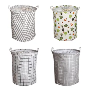

Simple Style Storage Basket Drawstring Foldable Laundry Hamper Large Capacity Dirty Clothes Toy Sundries Storage Barrel