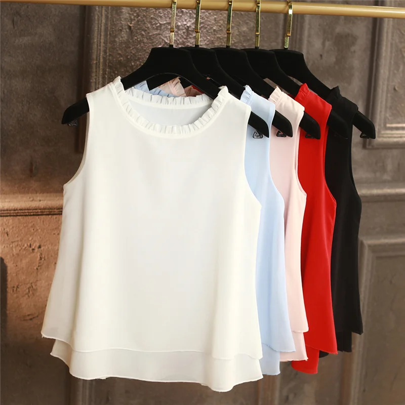 yuan yu 2019 Summer New Arrival Casual blouse High Quality Sleeveless chiffon shirt Loose Plus Size 5XL Women's blouse
