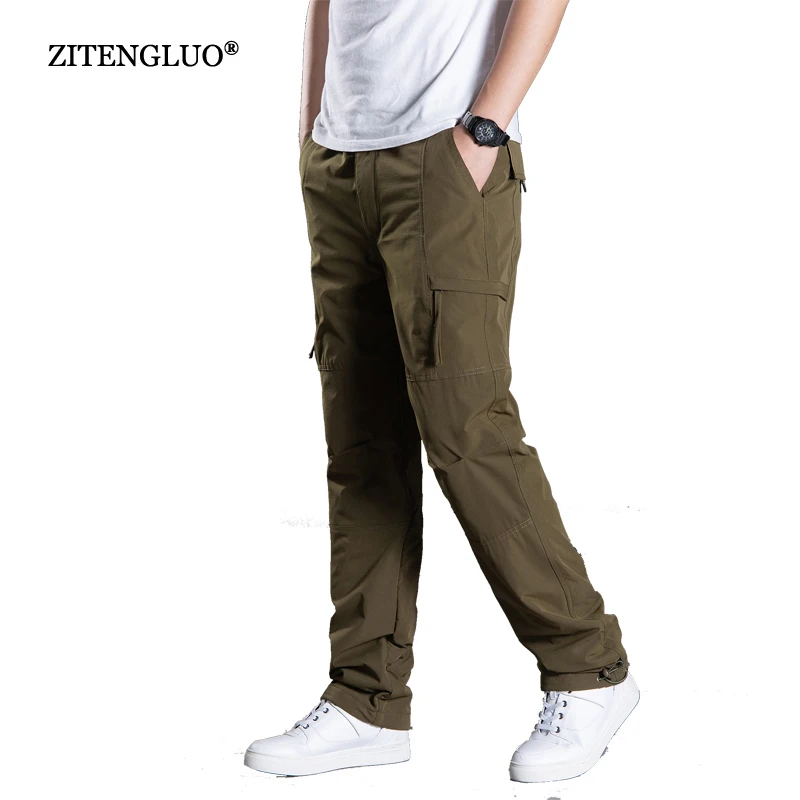 

ZITENGLUO 2018 Winter Double Layer Men's Cargo Pants Warm Baggy Pants Cotton Trousers For Men Male Military Windproof Tactical