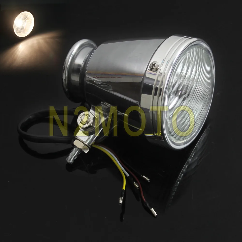 Chrome H4 12V 60/55W Motorcycle Headlight 4" Headlamp Bottom Mount for