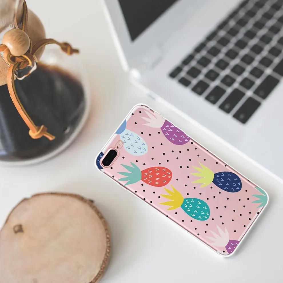 

2 Pcs Fresh Pineapple Cell Phone Case Clever TPU Color Printing Phone Cover Fruit Printing Phone Shell For iPhone Series