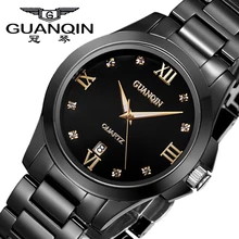 GUANQIN керамические часы для мужчин известный бренд мужские кварцевые часы черный стиль водонепроницаемые мужские часы relogio masculino