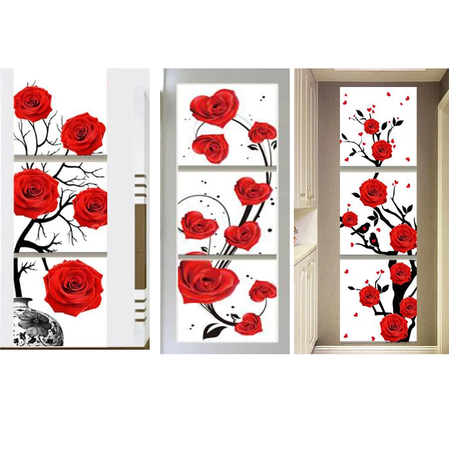 

3pc/set Full Square/round Diamond Painting Flower Diamond Mosaic Rose Diamond Embroidery Multi-picture Pictures Of Rhinestone