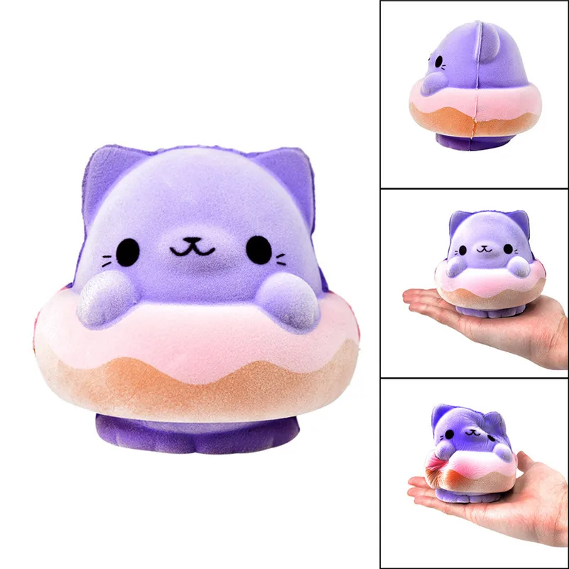 Фиолетовый кот замедлить рост пушистый Squishies игрушка хлюпает стресса игрушка для детей каваи канцелярские салфетки анти-стресс D4