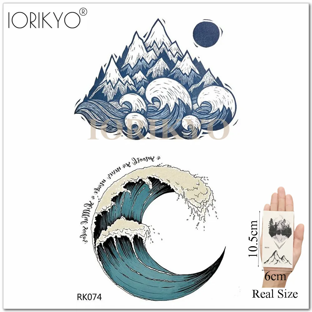 IORIKYO акварельные горные Временные Тату мужские наклейки на руку маленькие водные